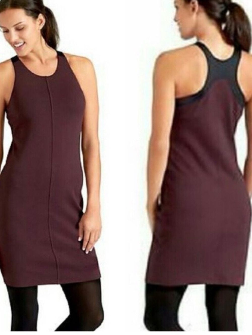 Athleta High Neck Active Dress Built In Shelf Bra Plum Purple XS